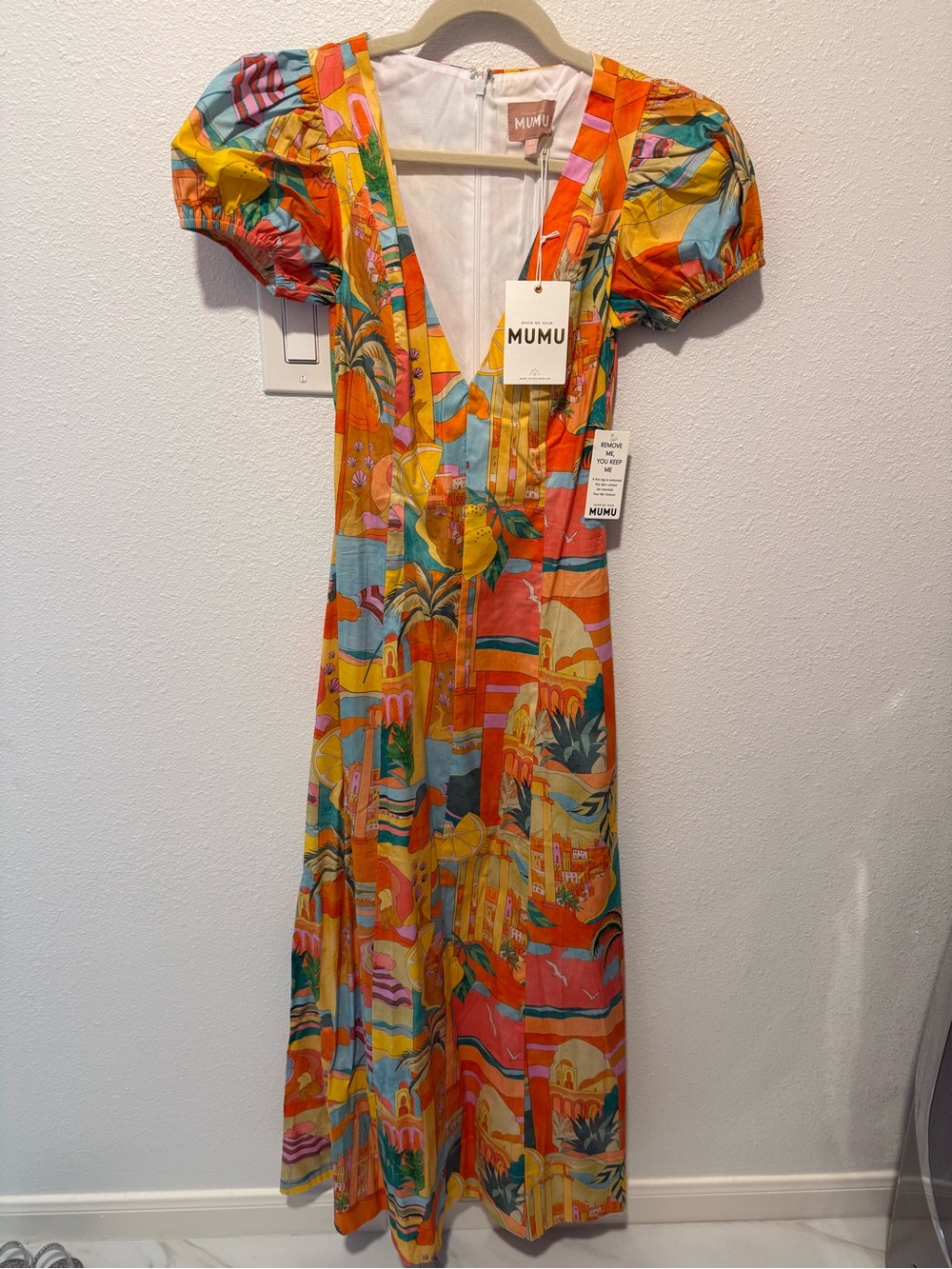 Show Me Your MuMu Coral, Yellow & Green Tropical Patchwork Maxi Dress - Picture 4 of 6